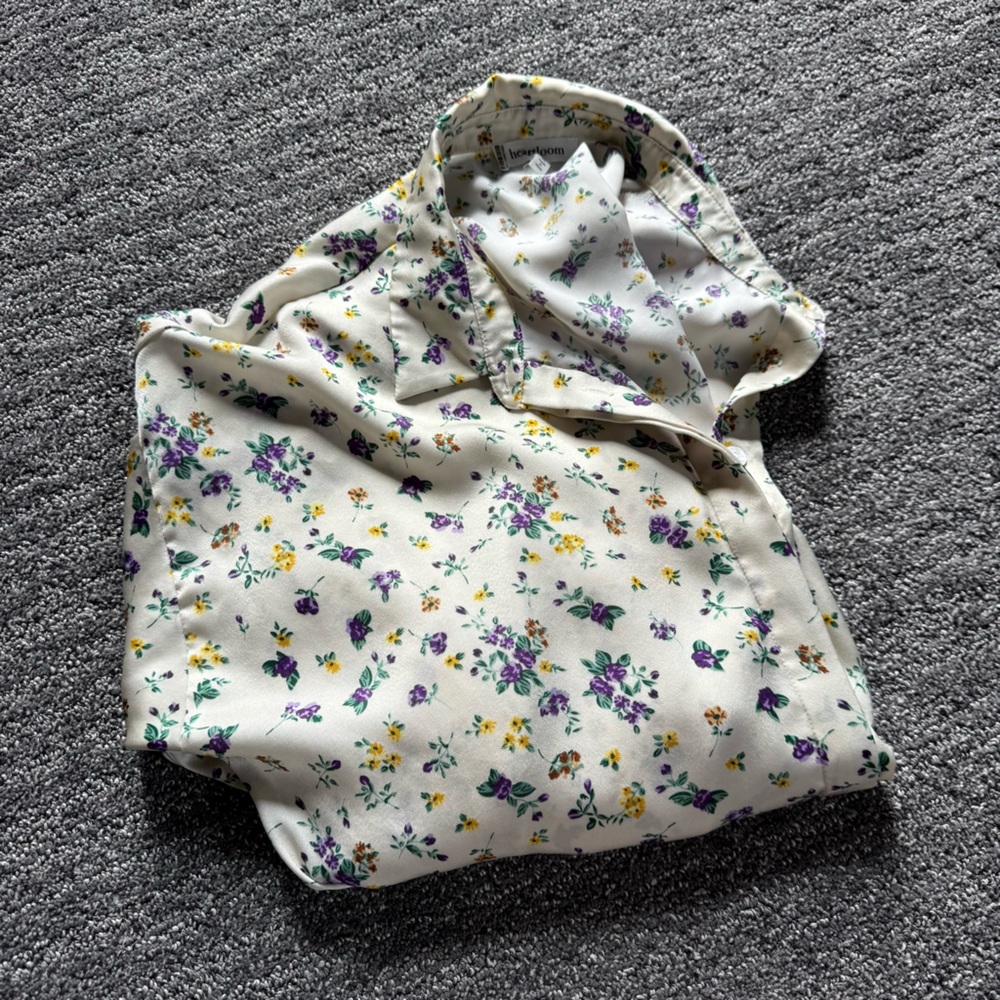 Heartloom Kelci Floral Bodysuit Buttonfront Sz Medium Cottagecore Feminine